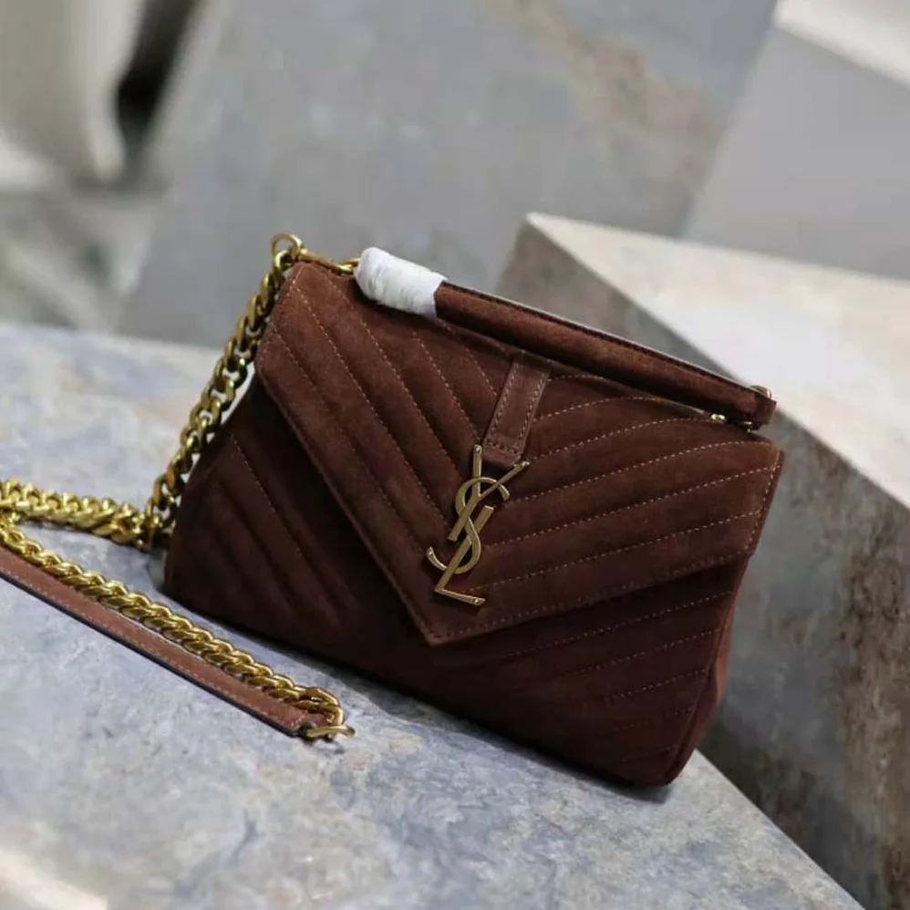 Saint Laurent YSL College Medium in Quilted Suede for Women