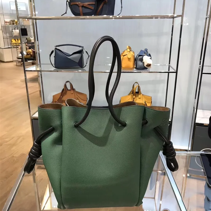 Loewe Flamenco Knot Tote Small Bag Forest Green for Women in Black