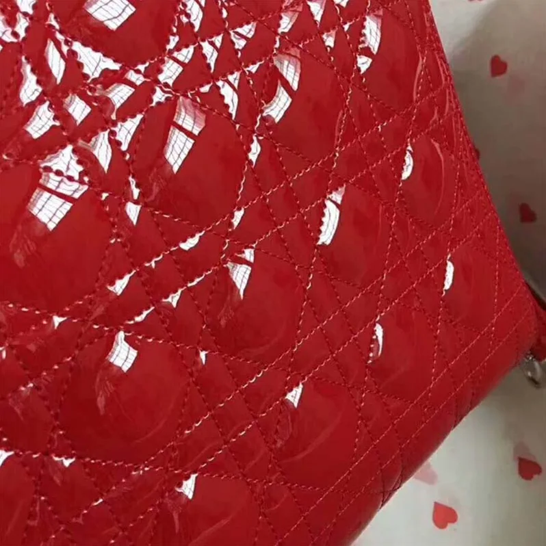 Dior Lady Dior Bag in Bright Patent Calfskin in Red