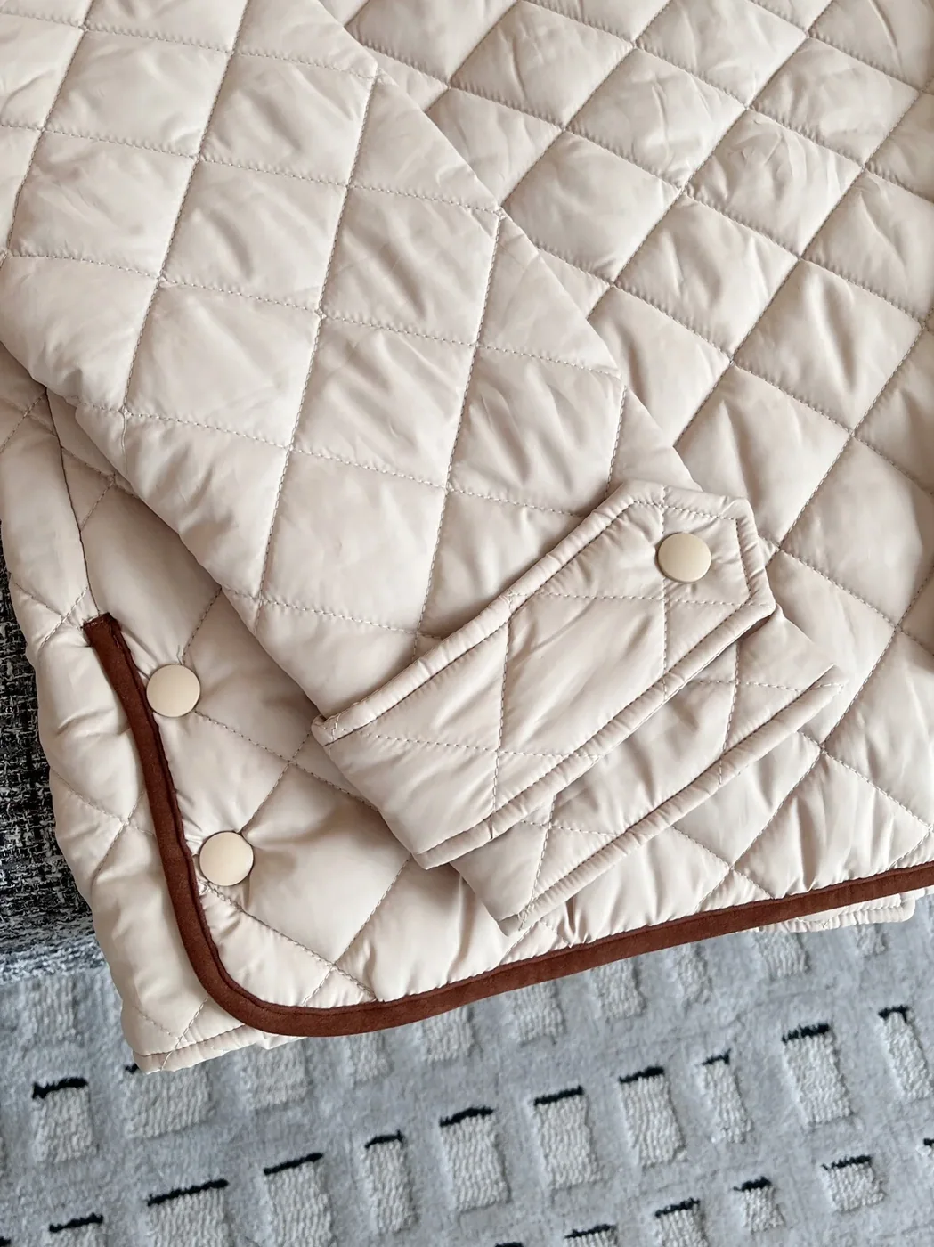 Miu Miu Quilted Jacket With Velvet Collar Beige