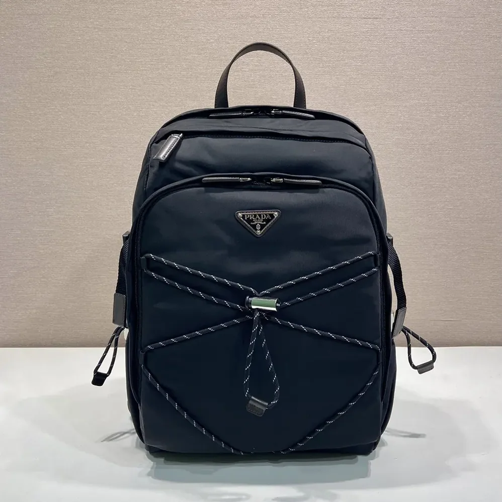Prada Speedrock Re-Nylon And Leather Backpack for Unisex in Black