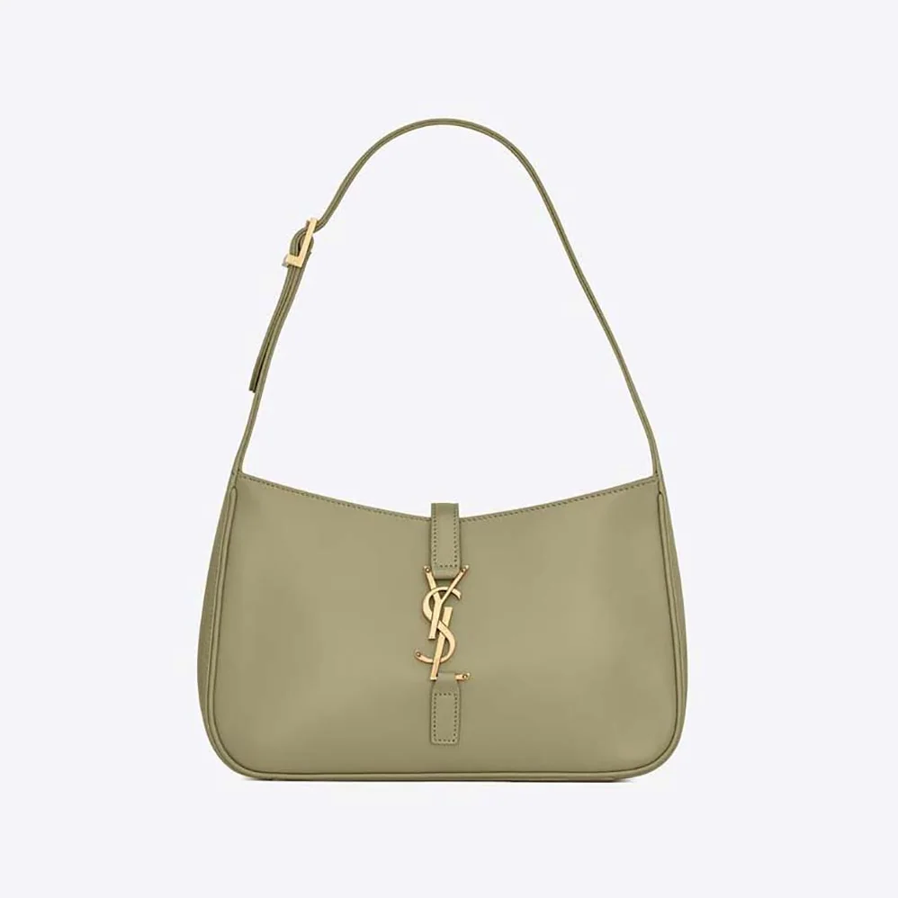Saint Laurent YSL Le 5 A 7 Hobo Bag in Smooth Leather for Women in Green Saint Laurent YSL Le 5 A 7 Hobo Bag in Smooth Leather for Women in Green
