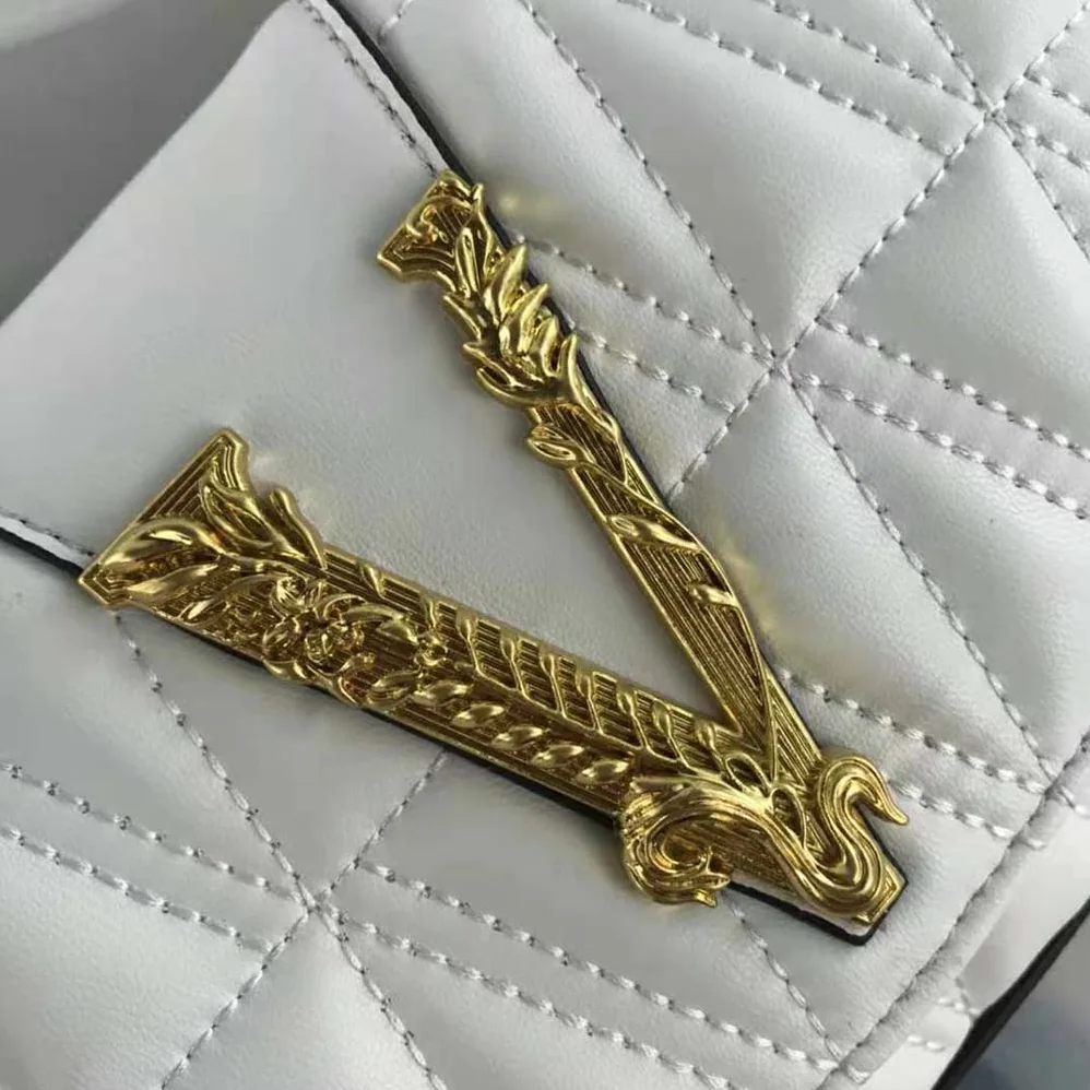 Versace Virtus Quilted Belt Bag in Calfskin Leather for Women in White