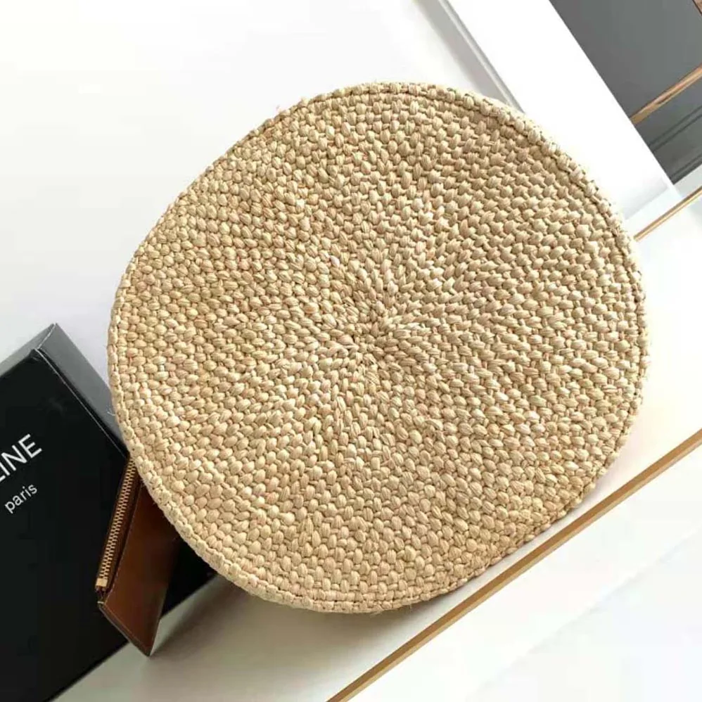 Celine Supple Small Triomphe Celine Classic Panier in Raffia and Calfskin for Women Celine Supple Small Triomphe Celine Classic Panier in Raffia and Calfskin for Women