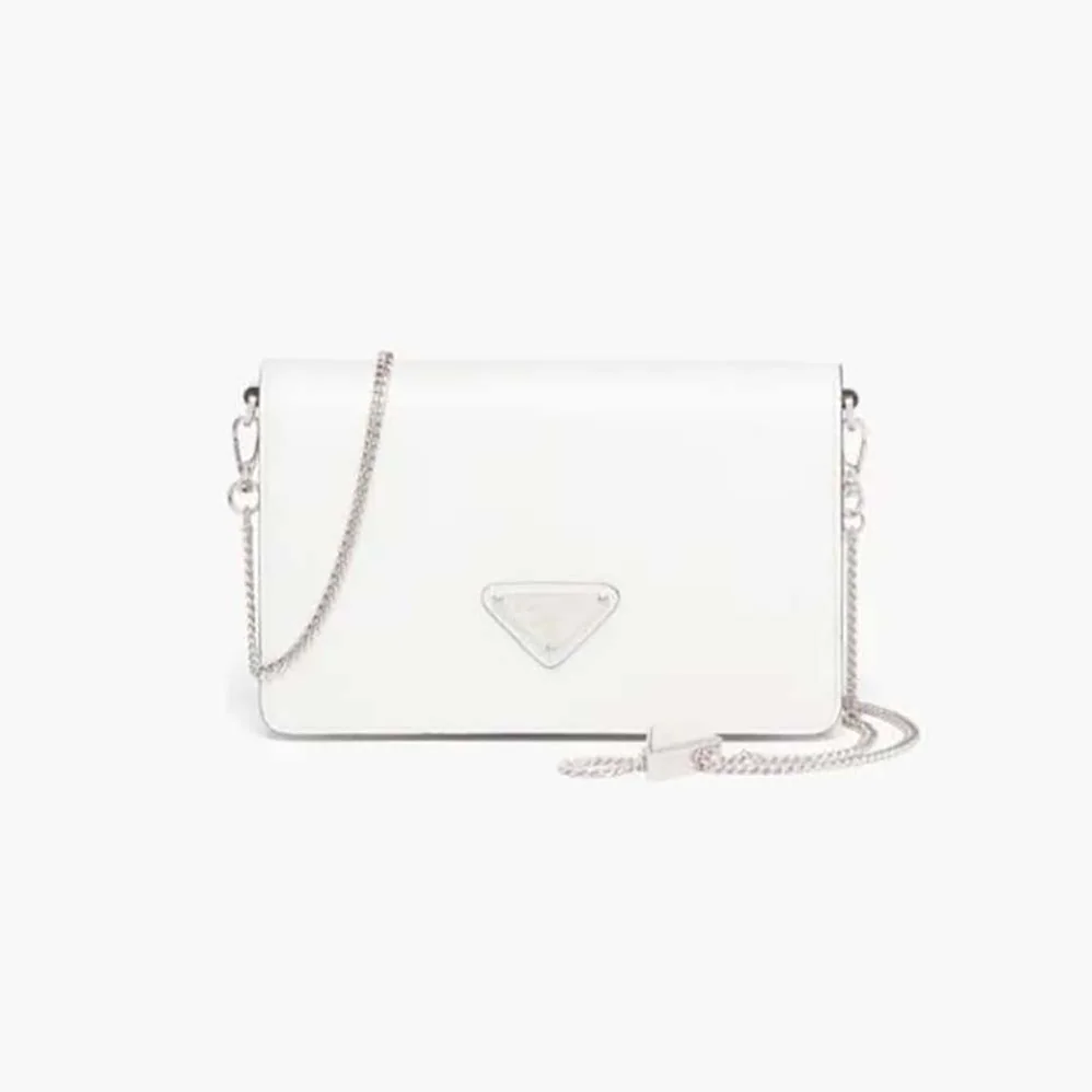 Prada Brushed Leather Shoulder Bag for Women in White
