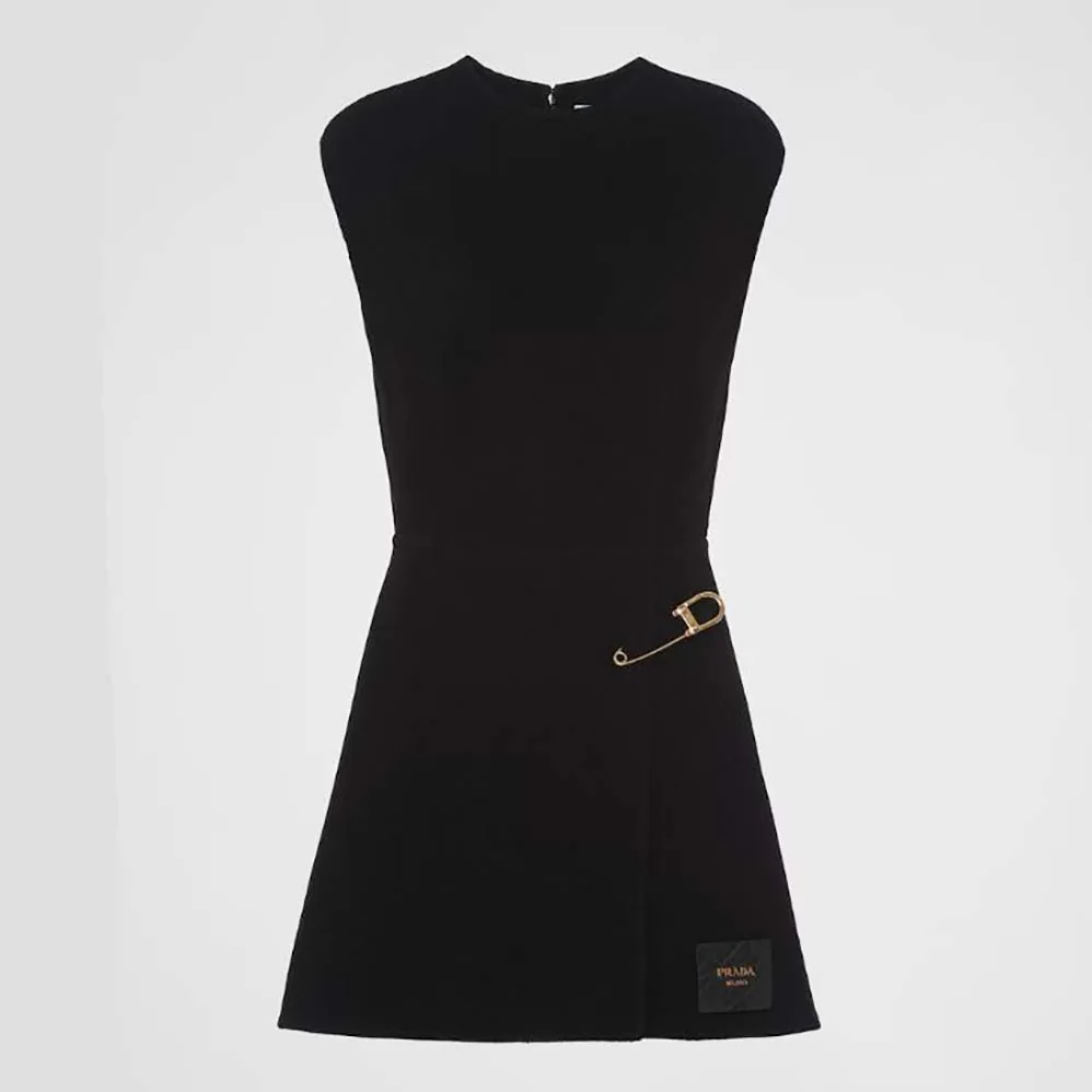 Prada Washed Twill Minidress with Safety Pin for Women