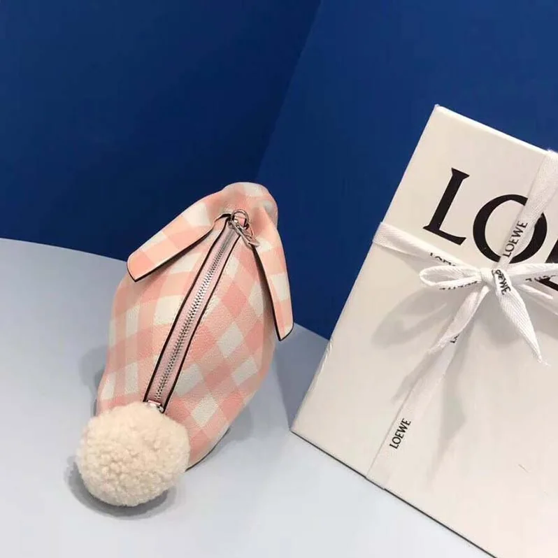 Loewe Bunny Gingham Mini Bag Salmon in Calfskin for Women Loewe Bunny Gingham Mini Bag Salmon in Calfskin for Women