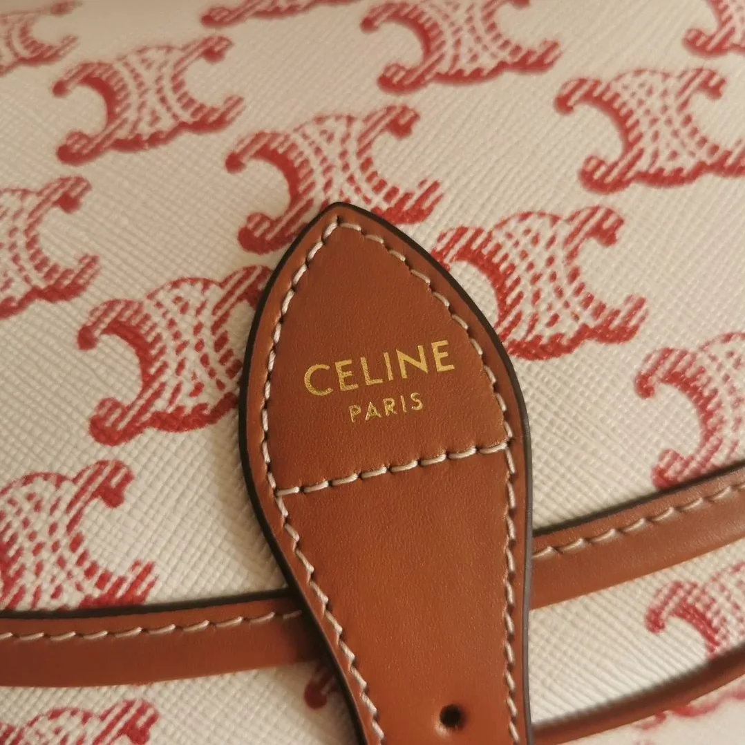 Celine Folco Bag In Triomphe Canvas With Celine Print Pink And White / Celine Folco Bag In Triomphe Canvas With Celine Print Pink And White /