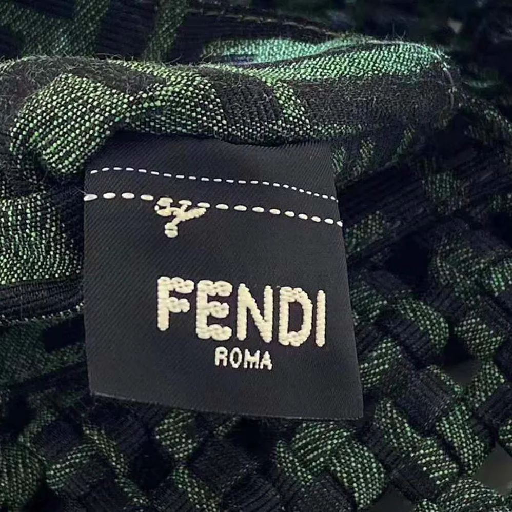 Fendi Baguette Jacquard Fabric Interlace Bag for Women in Green