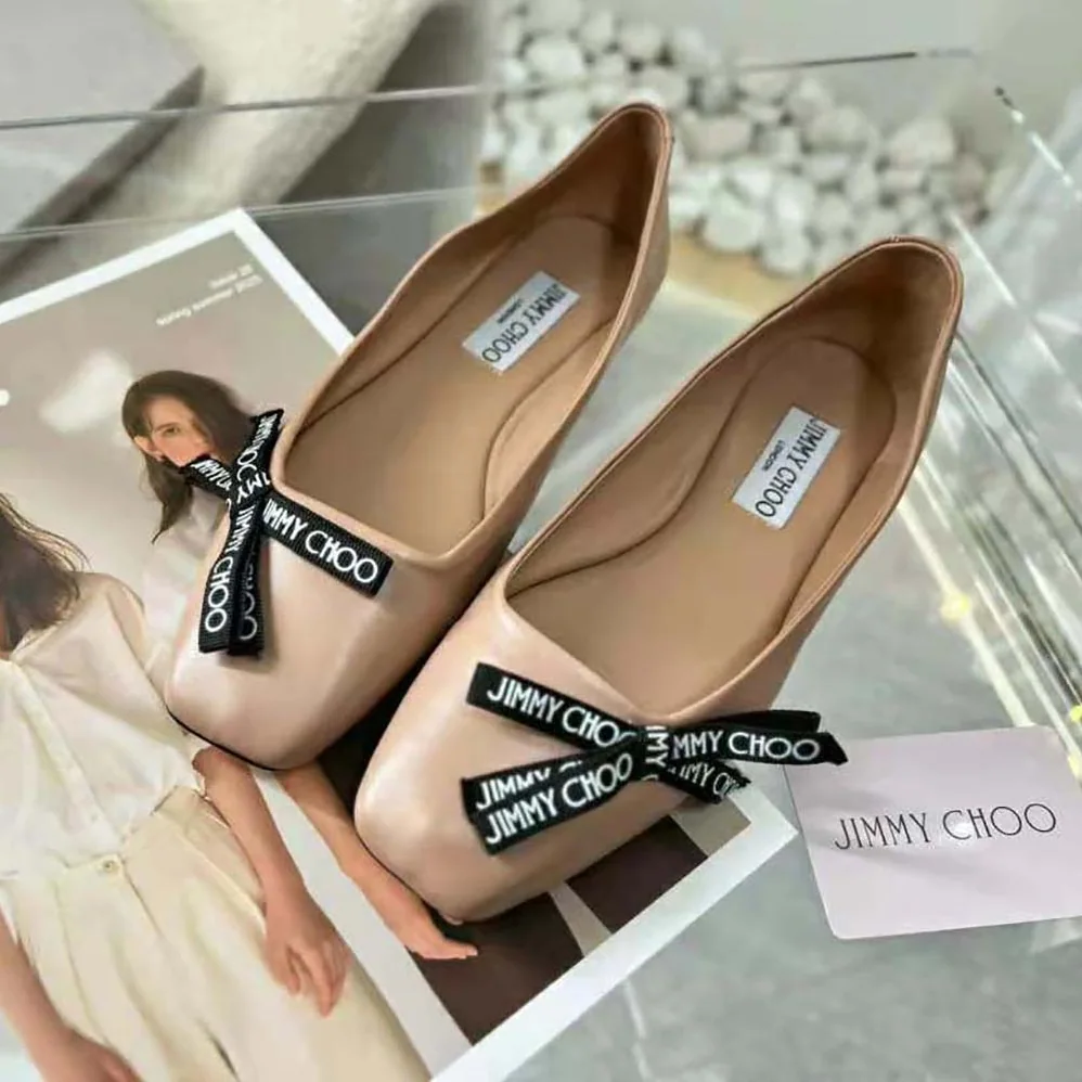 Jimmy Choo Veda Ballerina Ballet Pink Nappa Leather Flat Ballerina Pumps with Jimmy Choo Bow for Women Jimmy Choo Veda Ballerina Ballet Pink Nappa Leather Flat Ballerina Pumps with Jimmy Choo Bow for Women