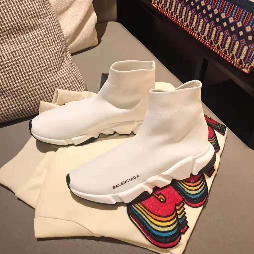 Balenciaga Speed Trainers in Knit and Balenciaga Logo for Women in White