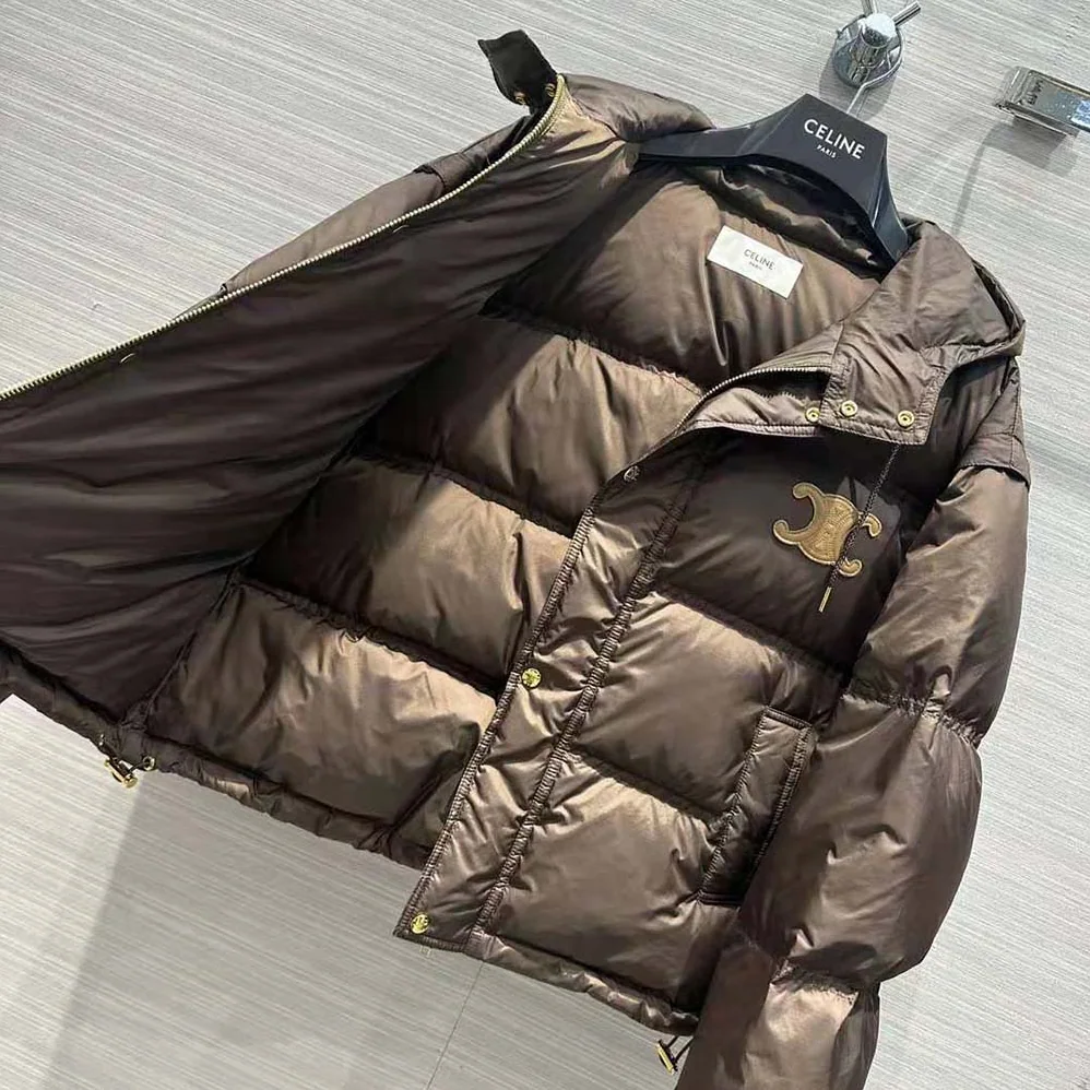Celine Triomphe Cropped Down Jacket in Lightweight Nylon for Men Celine Triomphe Cropped Down Jacket in Lightweight Nylon for Men