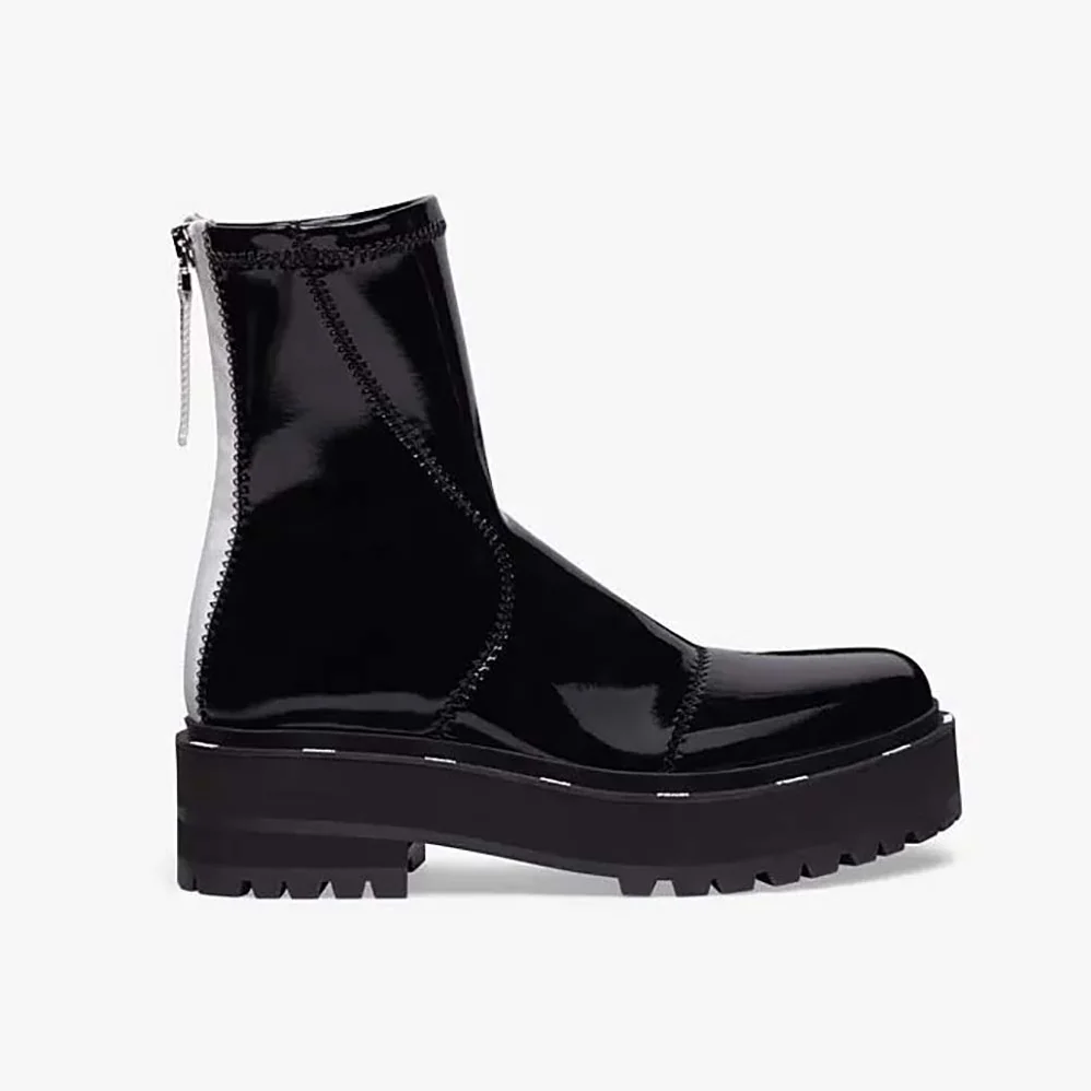 Fendi Biker Boots Glossy Black Neoprene Biker Boots for Women Fendi Biker Boots Glossy Black Neoprene Biker Boots for Women