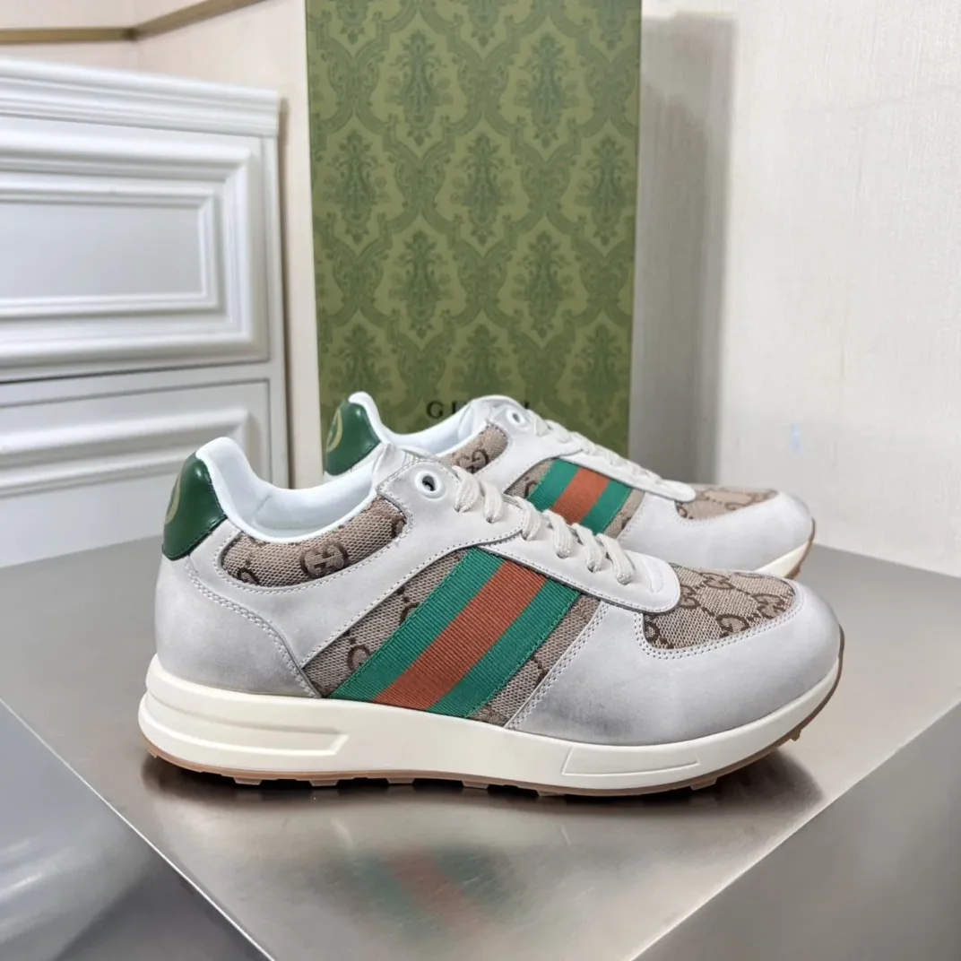 Gucci GG Sneaker With Web Green GG Shoes for Men