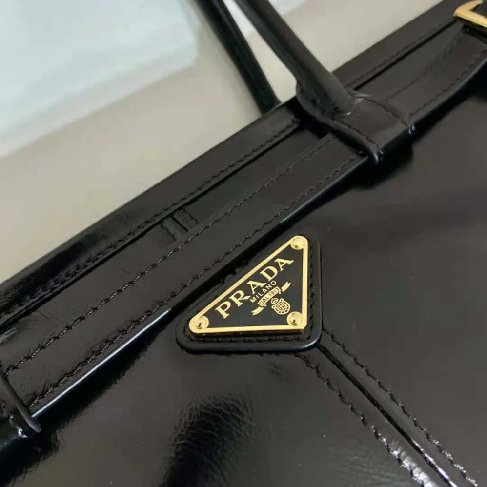 Prada Large Leather Handbag for Women in Black