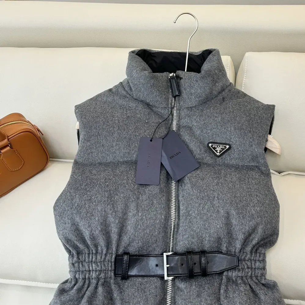 Prada Loden Down Vest for Women in Grey