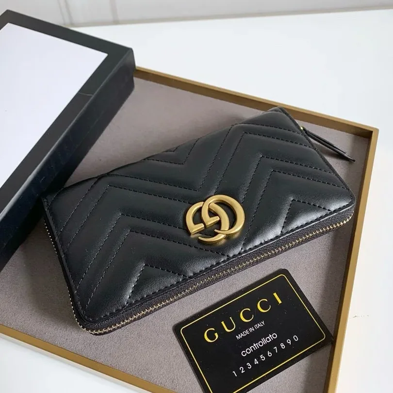 Gucci GG Marmont Zip Around Wallet Black /