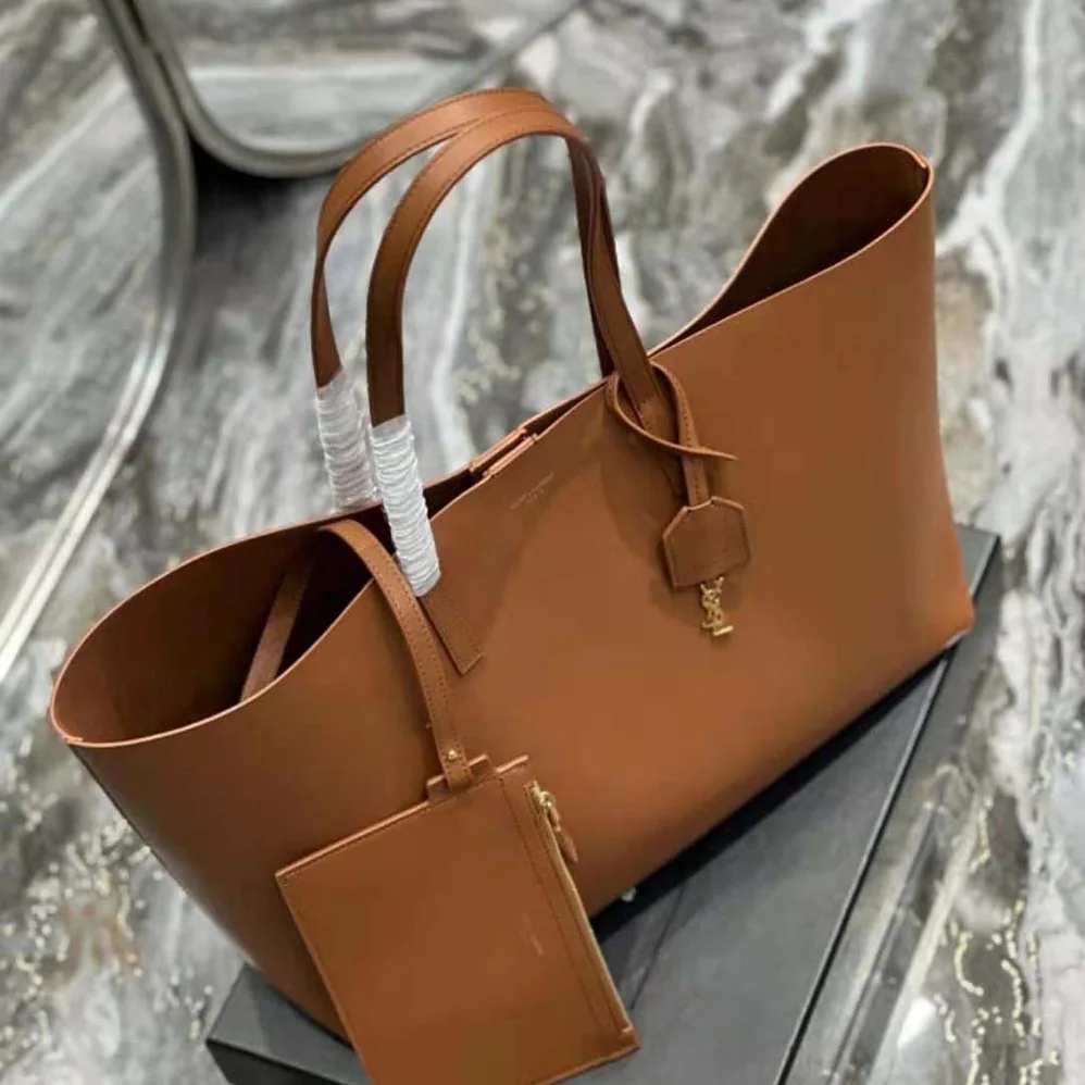 Saint Laurent YSL Shopping Saint Laurent E/W in Supple Leather for Women in Brown