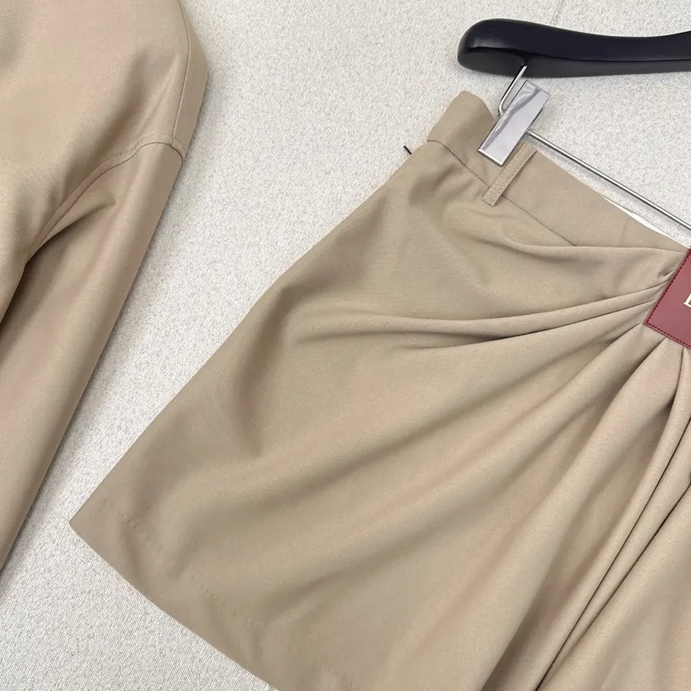 Loewe Draped Skirt in Cotton and Silk for Women in Khaki Brown Loewe Draped Skirt in Cotton and Silk for Women in Khaki Brown