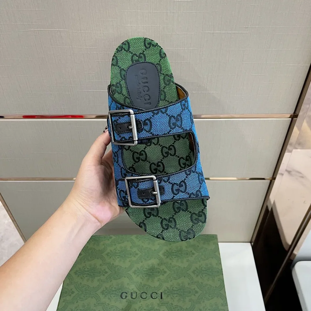 Gucci Slide Sandal With Straps Blue 2HK60 Gucci Slide Sandal With Straps Blue 2HK60