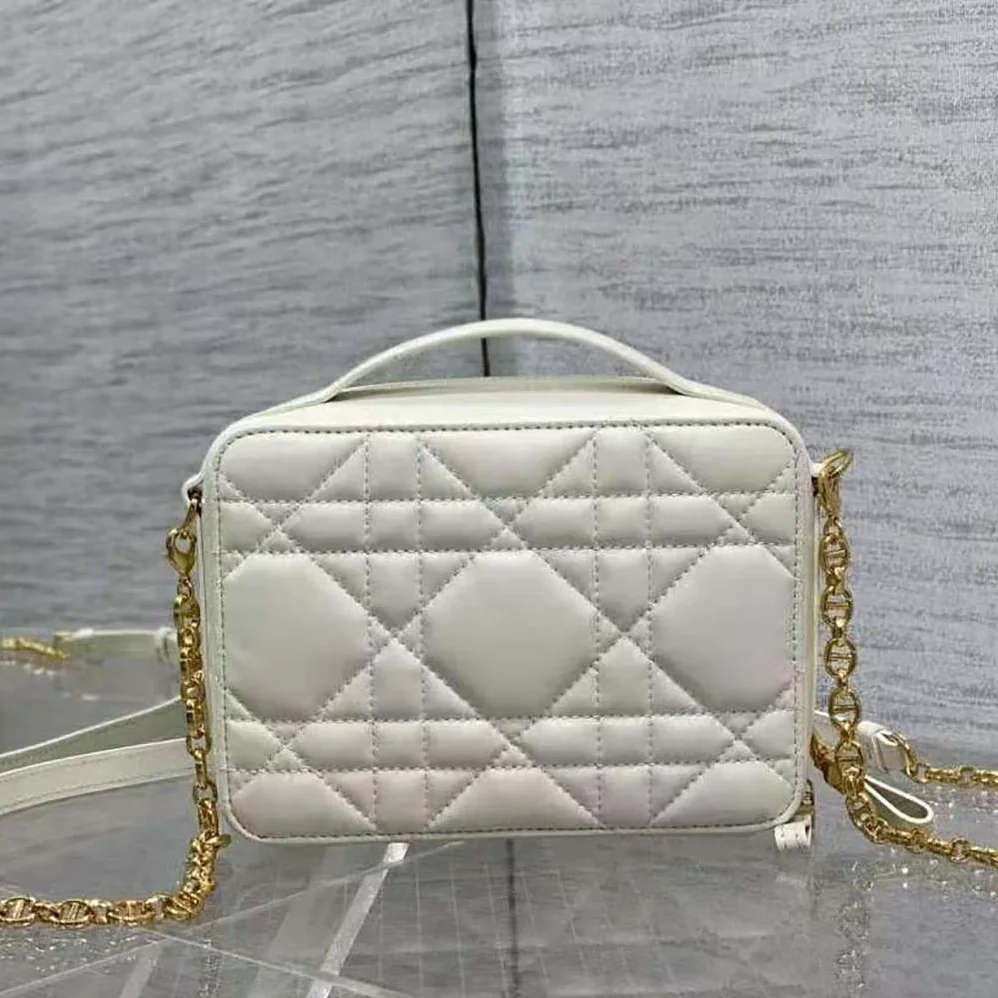 Dior Caro Box Bag with Chain Latte Quilted Macrocannage Calfskin for Women Dior Caro Box Bag with Chain Latte Quilted Macrocannage Calfskin for Women