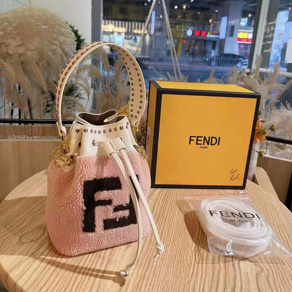 Fendi Mon Tresor Pink Sheepskin Mini for Women in Bag