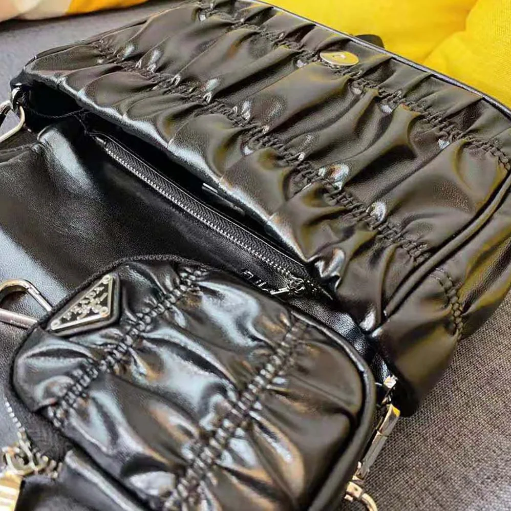 Prada Gaufre Nappa Leather Shoulder Bag for Women in Black Prada Gaufre Nappa Leather Shoulder Bag for Women in Black