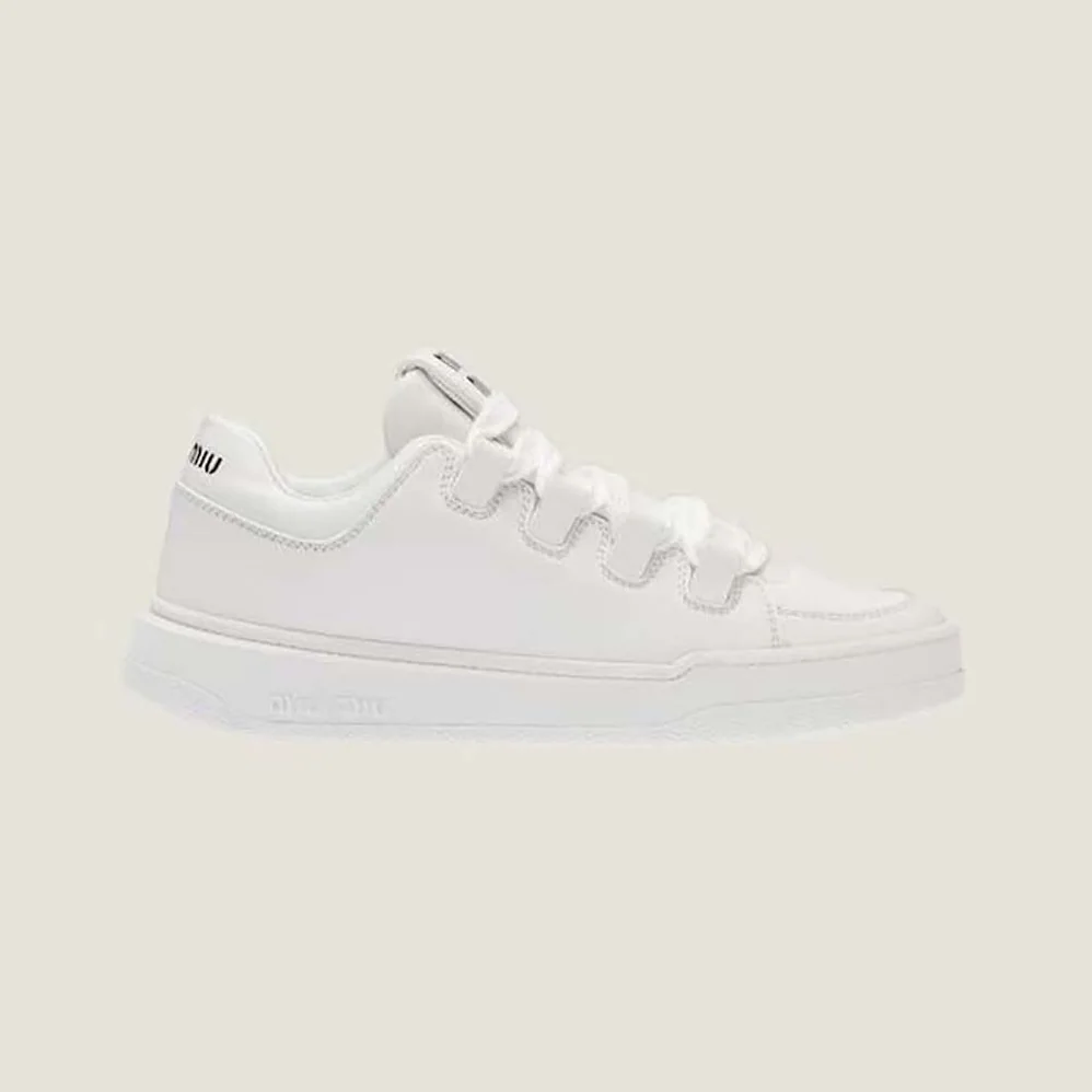 Miu Miu Leather Sneakers with Lettering Logo for Women