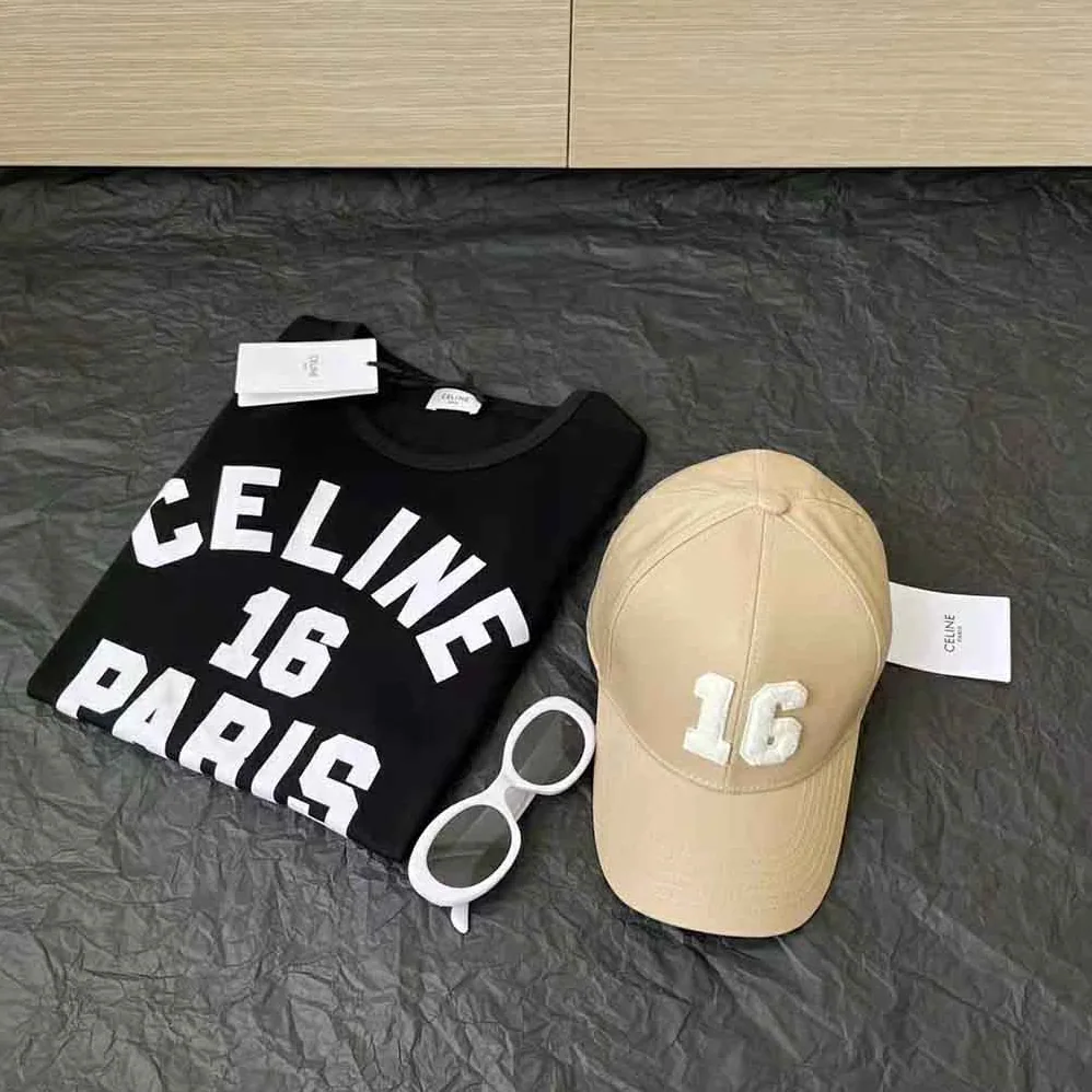 Celine 16 Patch Cotton Baseball Cap for Women in Beige