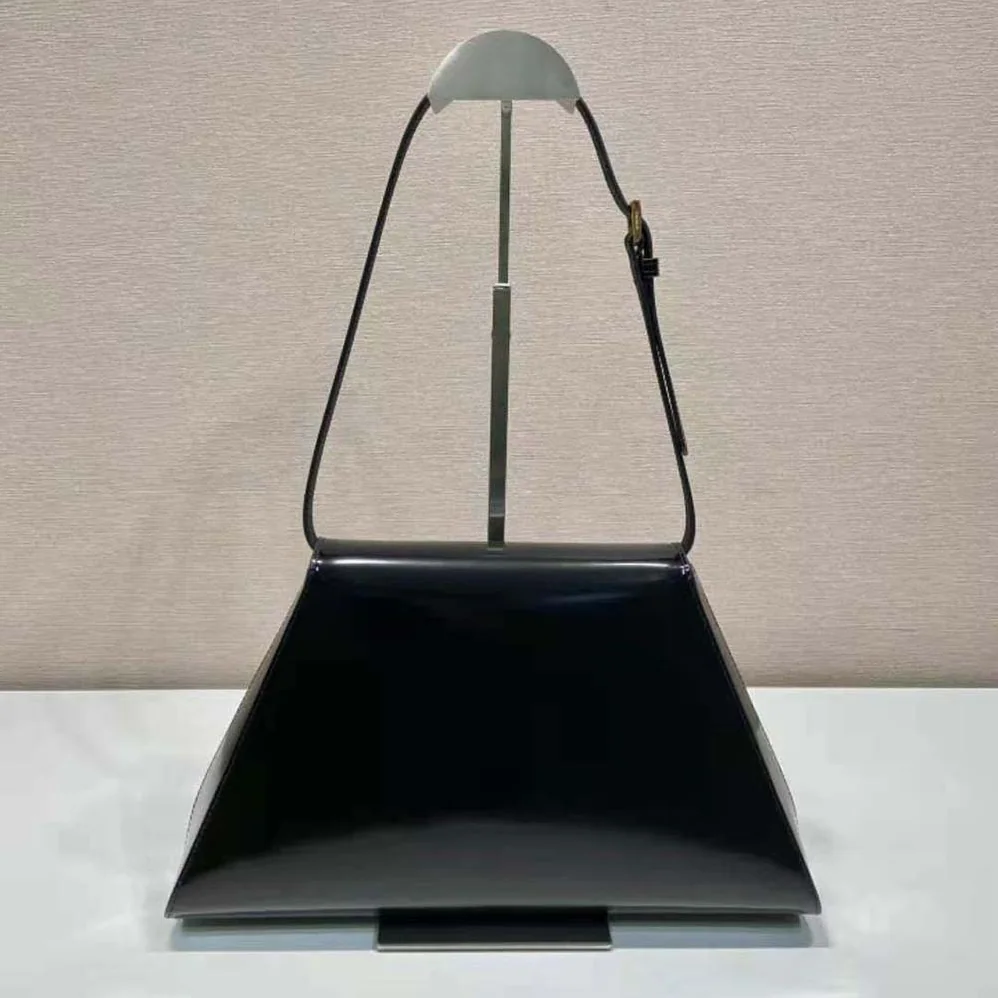 Prada Medium Brushed Leather Handbag for Women in Black Prada Medium Brushed Leather Handbag for Women in Black