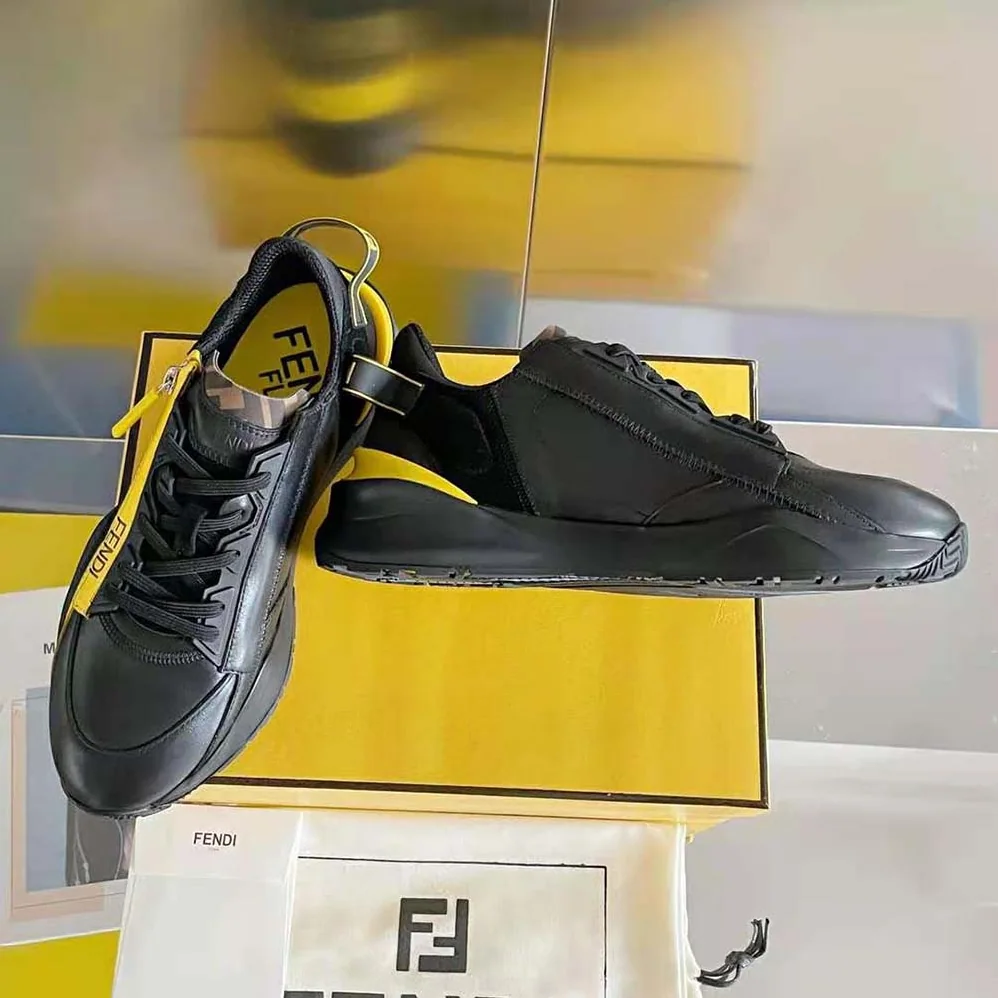 Fendi Flow Black Leather Low for Men in Tops Fendi Flow Black Leather Low for Men in Tops