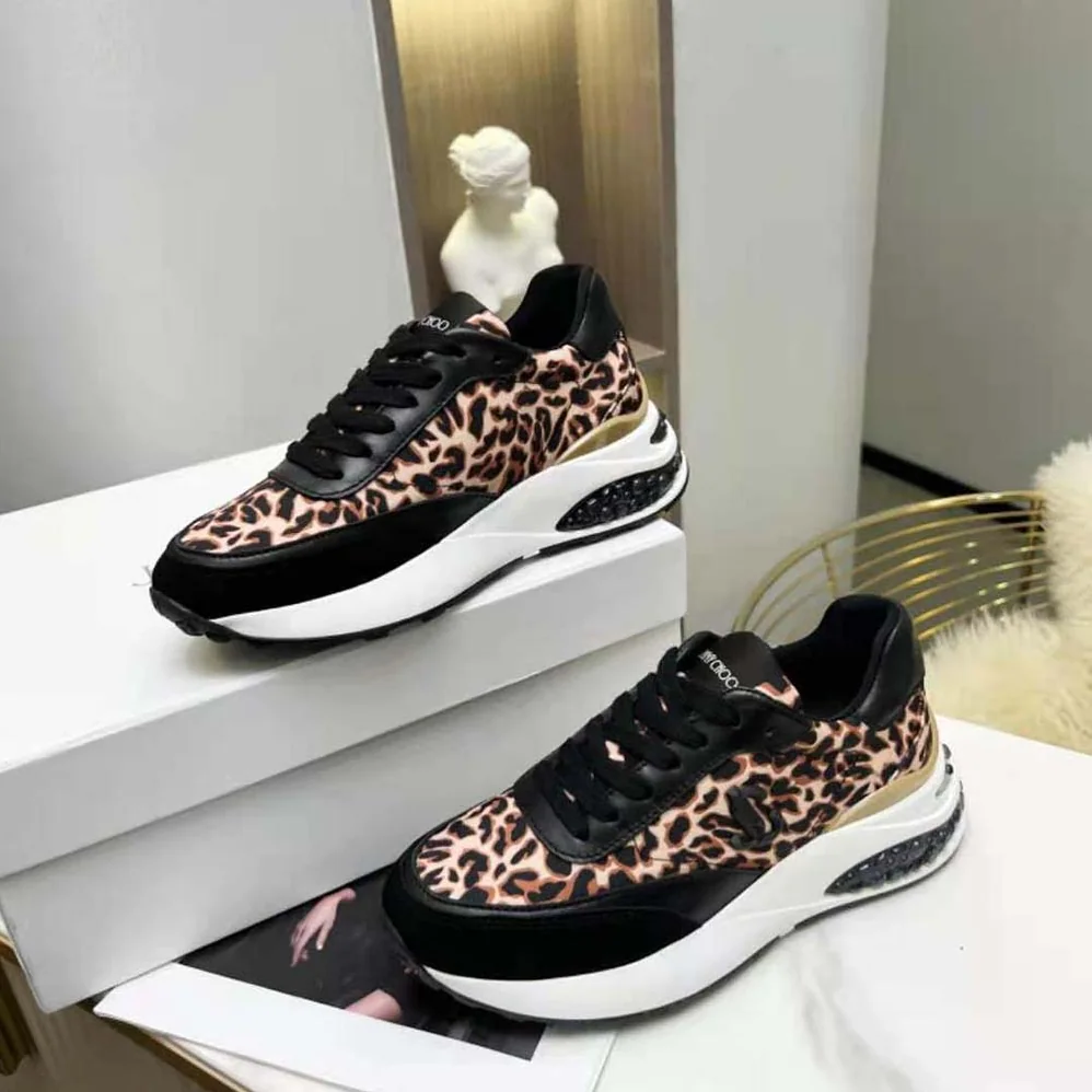 Jimmy Choo Memphis Lace UP/F Natural Mix Leopard Print Nylon for Women