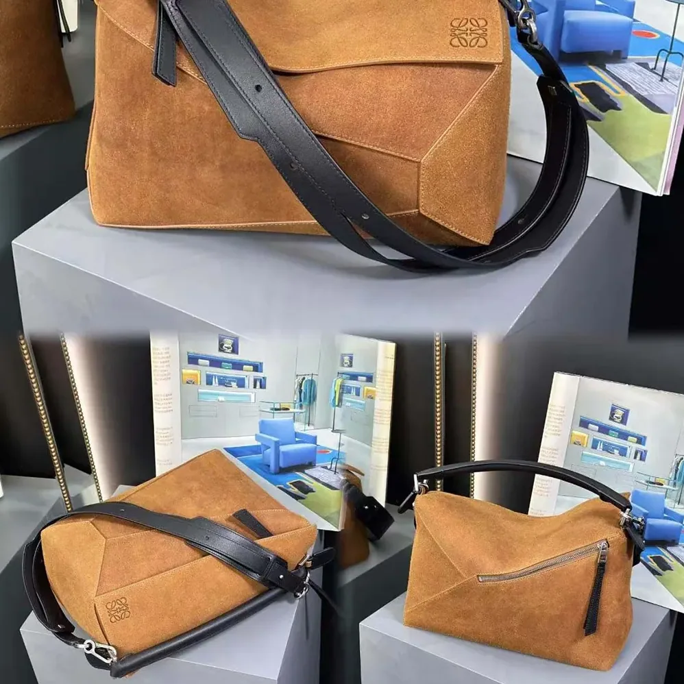 Loewe Puzzle Bag in Suede Calfskin for Unisex in Brown