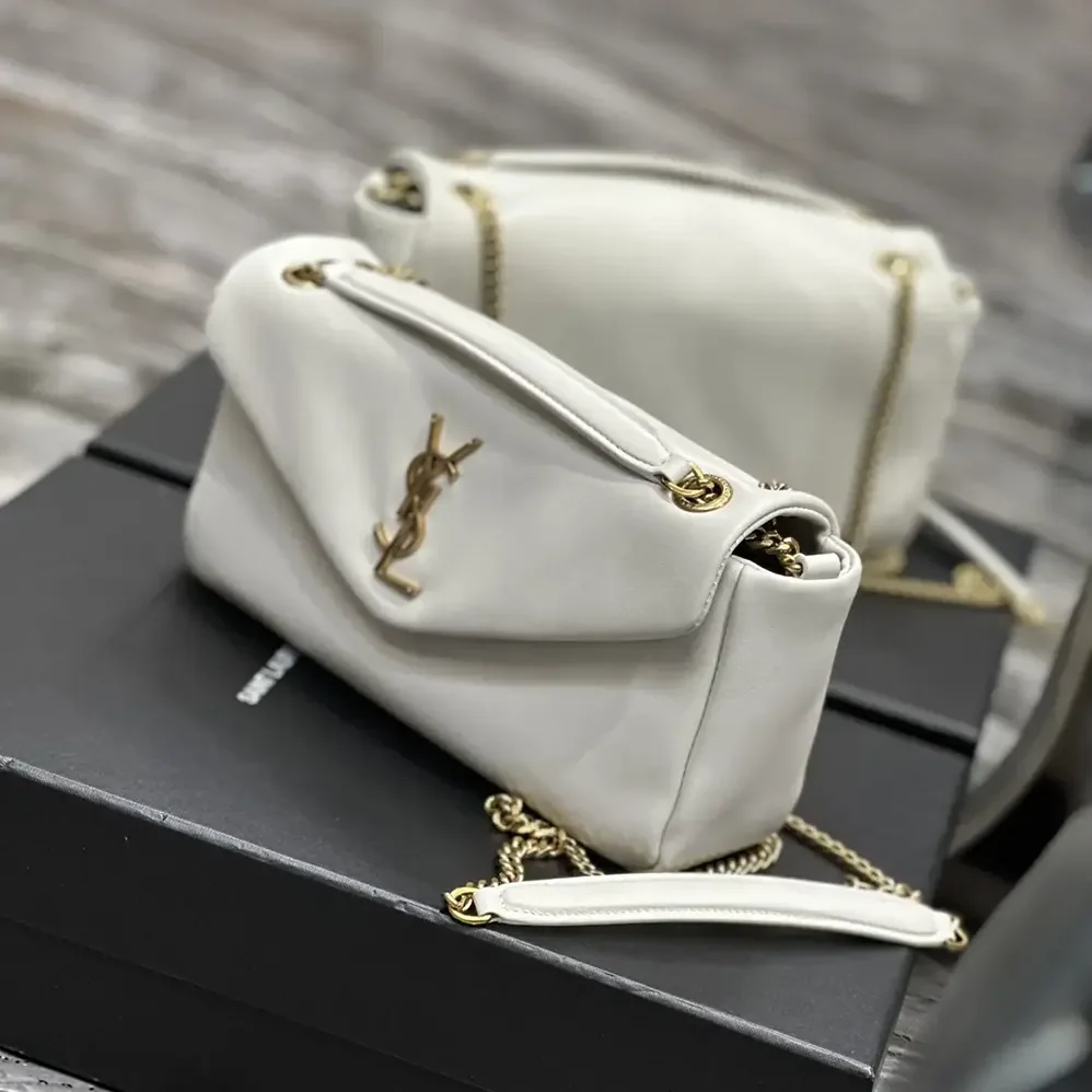 Saint Laurent YSL Calypso in Plunged Lambskin for Women in White