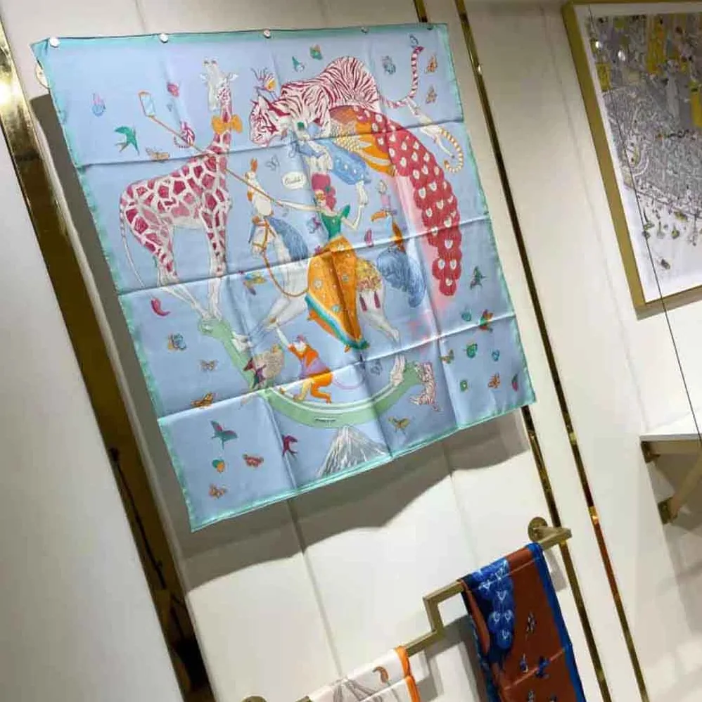 Hermes Hermes Story Scarf 90 in Silk Twill with Hand-Rolled Edges for Women in Blue