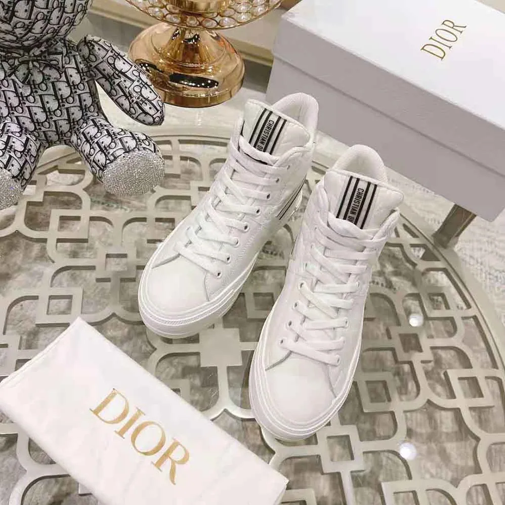 Dior Walk N Dior Star Sneaker White Dior Etoile Embossed Lambskin and Calfskin for Women