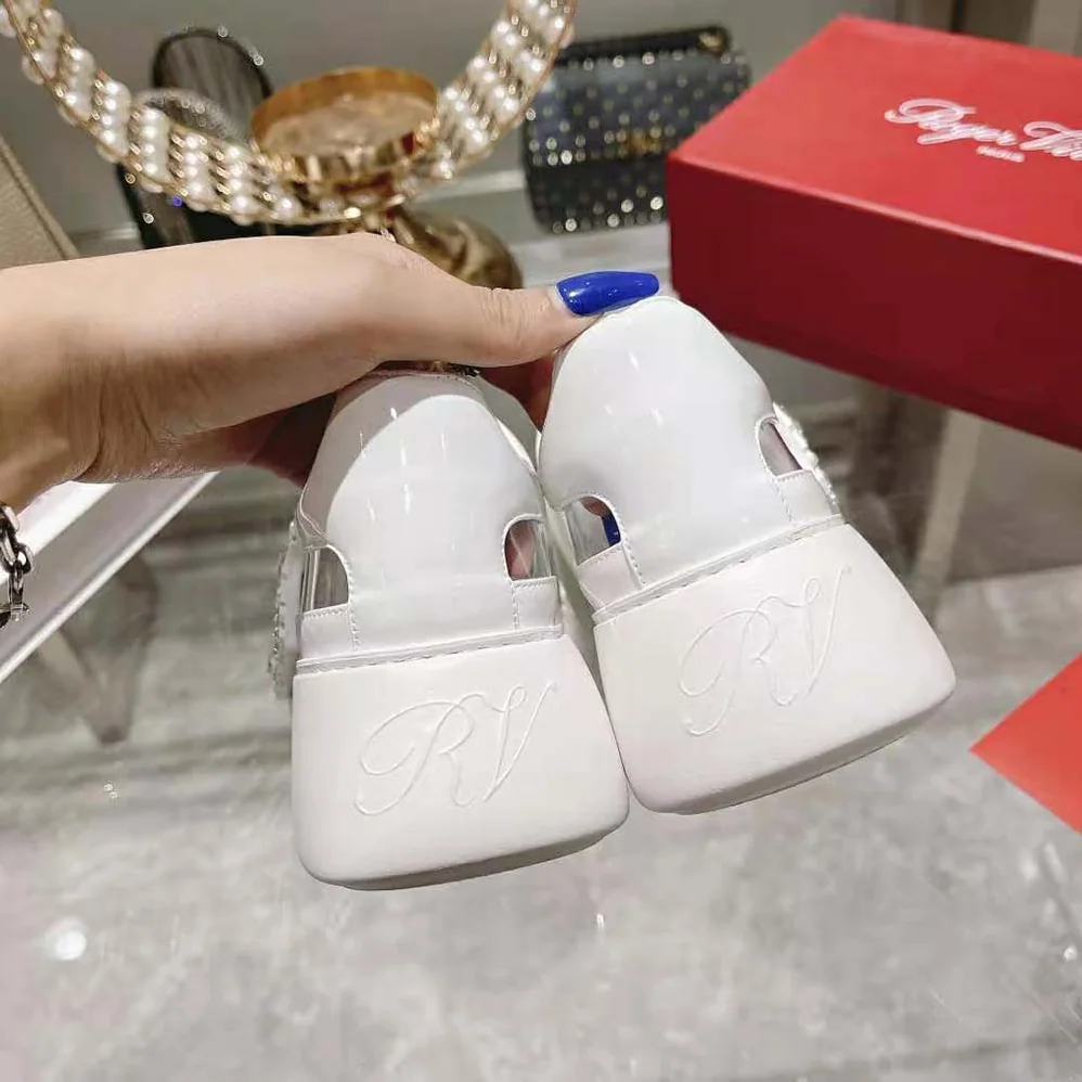 Roger Vivier Viv' Skate Strass Buckle Sneakers in PVC for Women in White