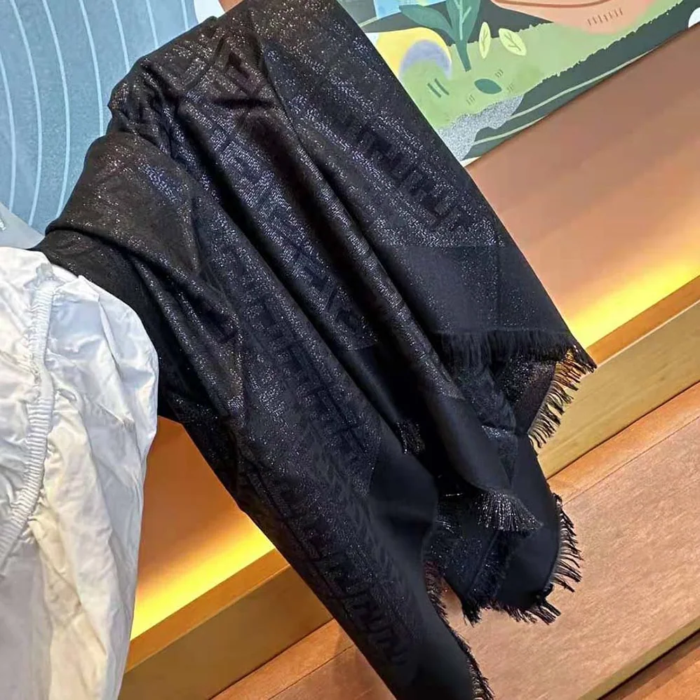 Fendi FF Shawl Black Lurex for Unisex Fendi FF Shawl Black Lurex for Unisex
