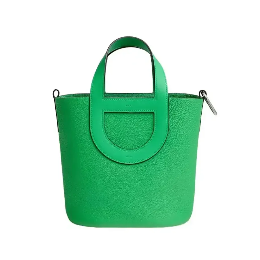 Hermes In the Loop 18 Handbag Clemence Leather for Women in Green/Silver