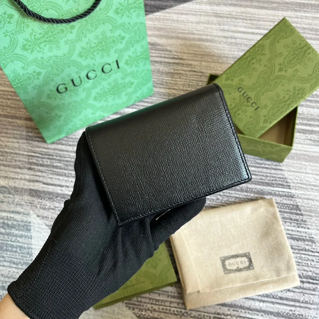 Gucci GG Horsebit 1955 Card Case Wallet Black 1AAJ8 1000 / Gucci GG Horsebit 1955 Card Case Wallet Black 1AAJ8 1000 /