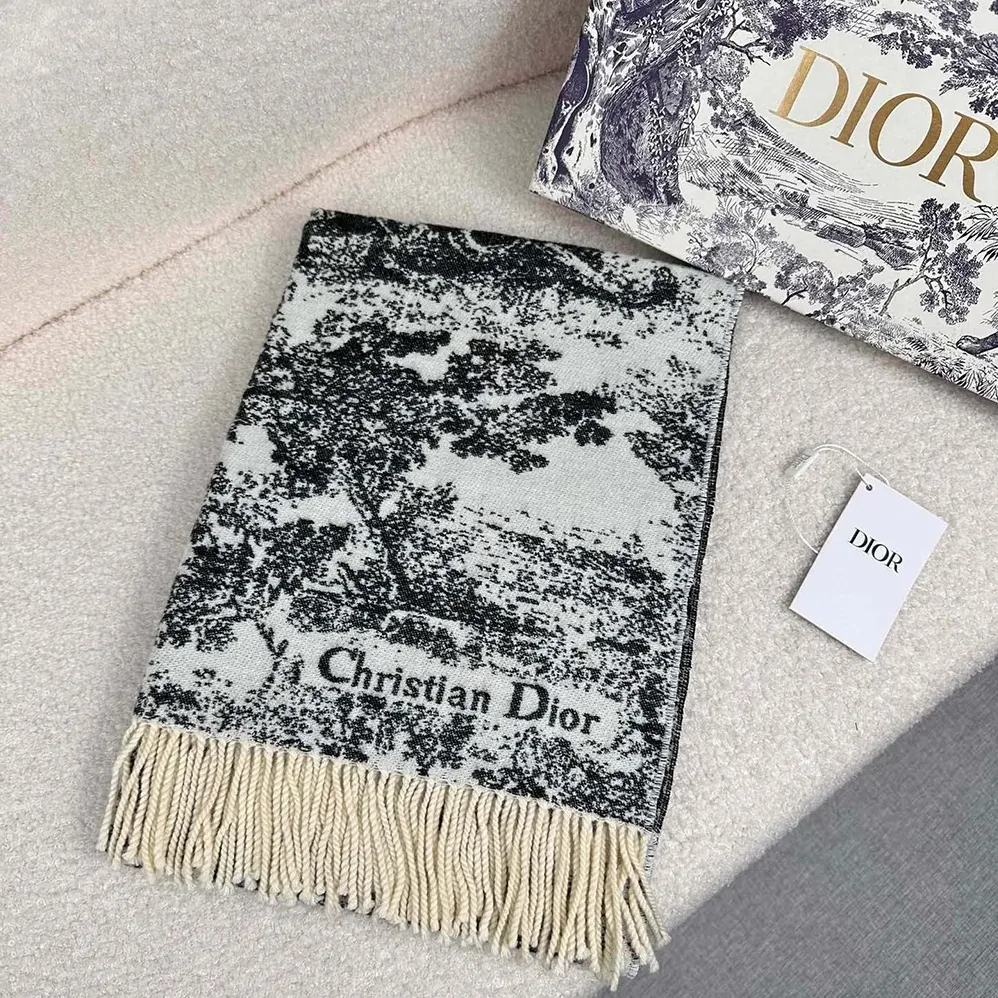 Dior Toile de Jouy Sauvage Scarf Navy Blue Cashmere and Wool for Unisex Dior Toile de Jouy Sauvage Scarf Navy Blue Cashmere and Wool for Unisex