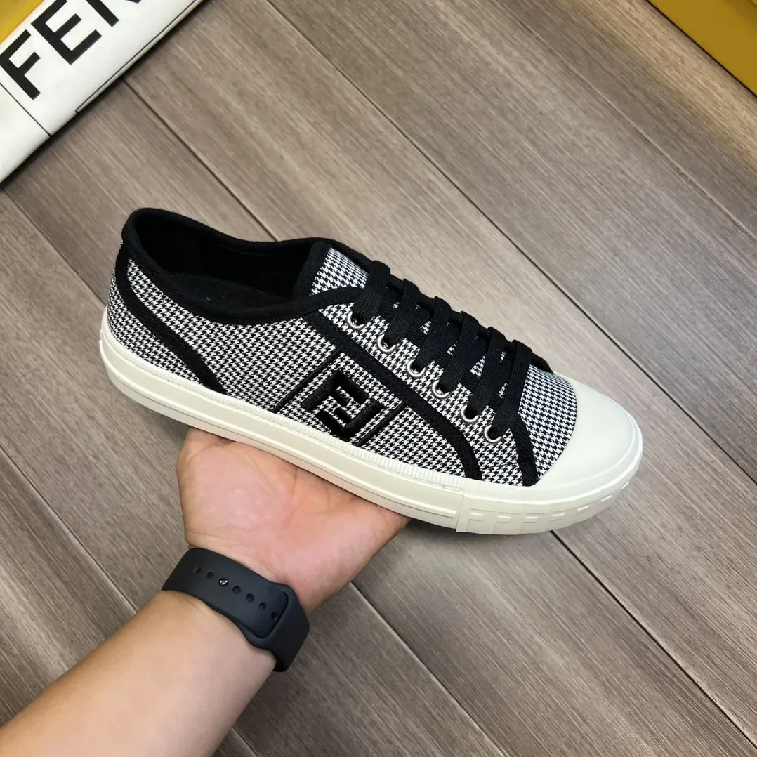 Fendi FD Domino Fabric Low-Tops Sneakers Black 7E1553AKX2F1DVL
