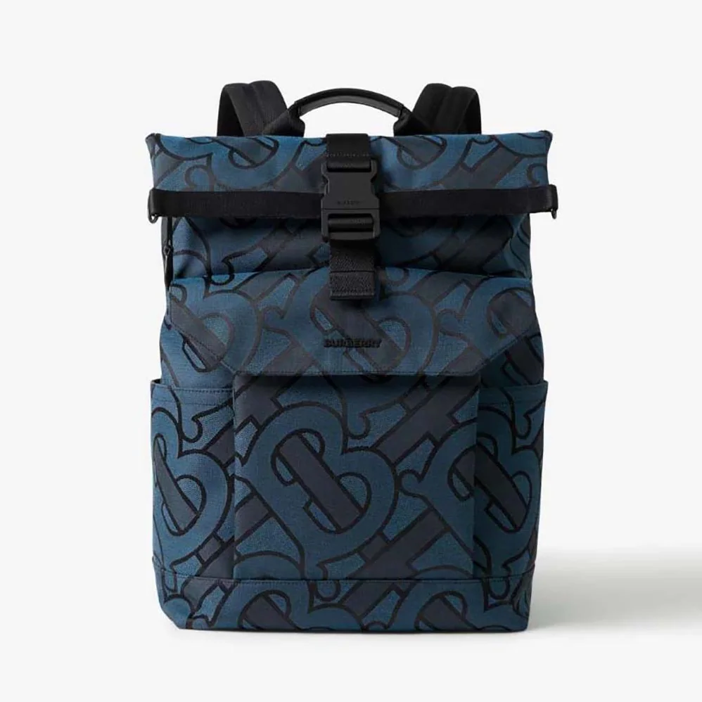 Burberry Orville Backpack with Raised Burberry Lettering at Front for Men in Navy