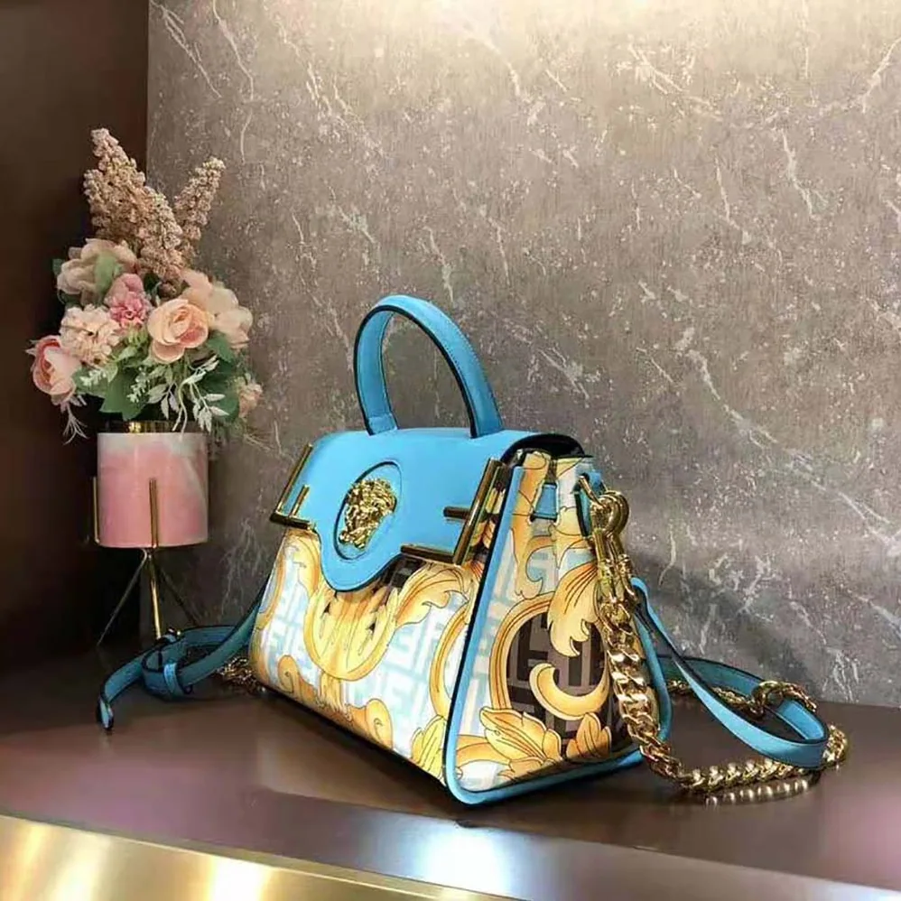 Fendi Fendace La Medusa Medium Handbag for Women in Blue