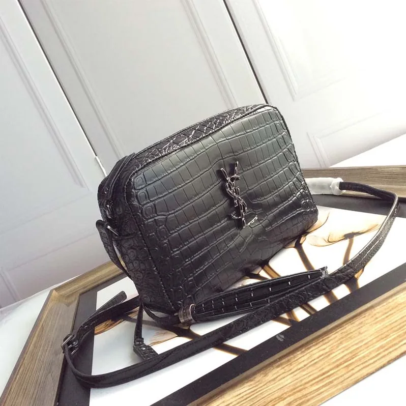 Saint Laurent YSL Lou Camera Bag Crocodile Embossed Leather for Women