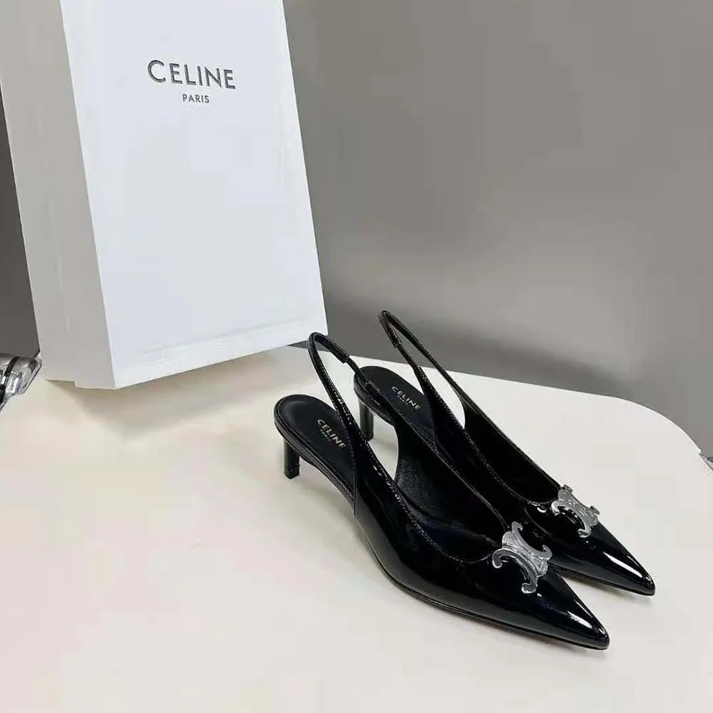 Celine Alma Triomphe Slingback in Glossy Calfskin for Women