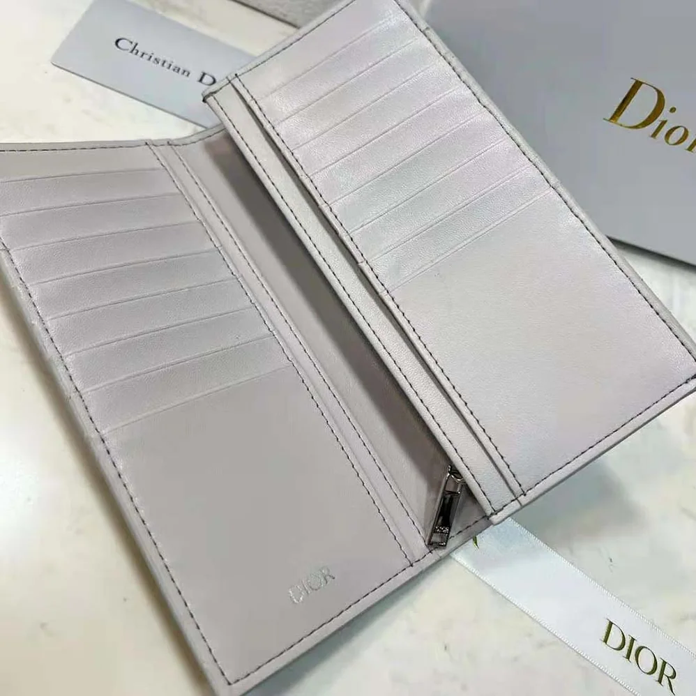Dior Vertical Long Wallet Gray Dior Oblique Galaxy Leather for Men Dior Vertical Long Wallet Gray Dior Oblique Galaxy Leather for Men