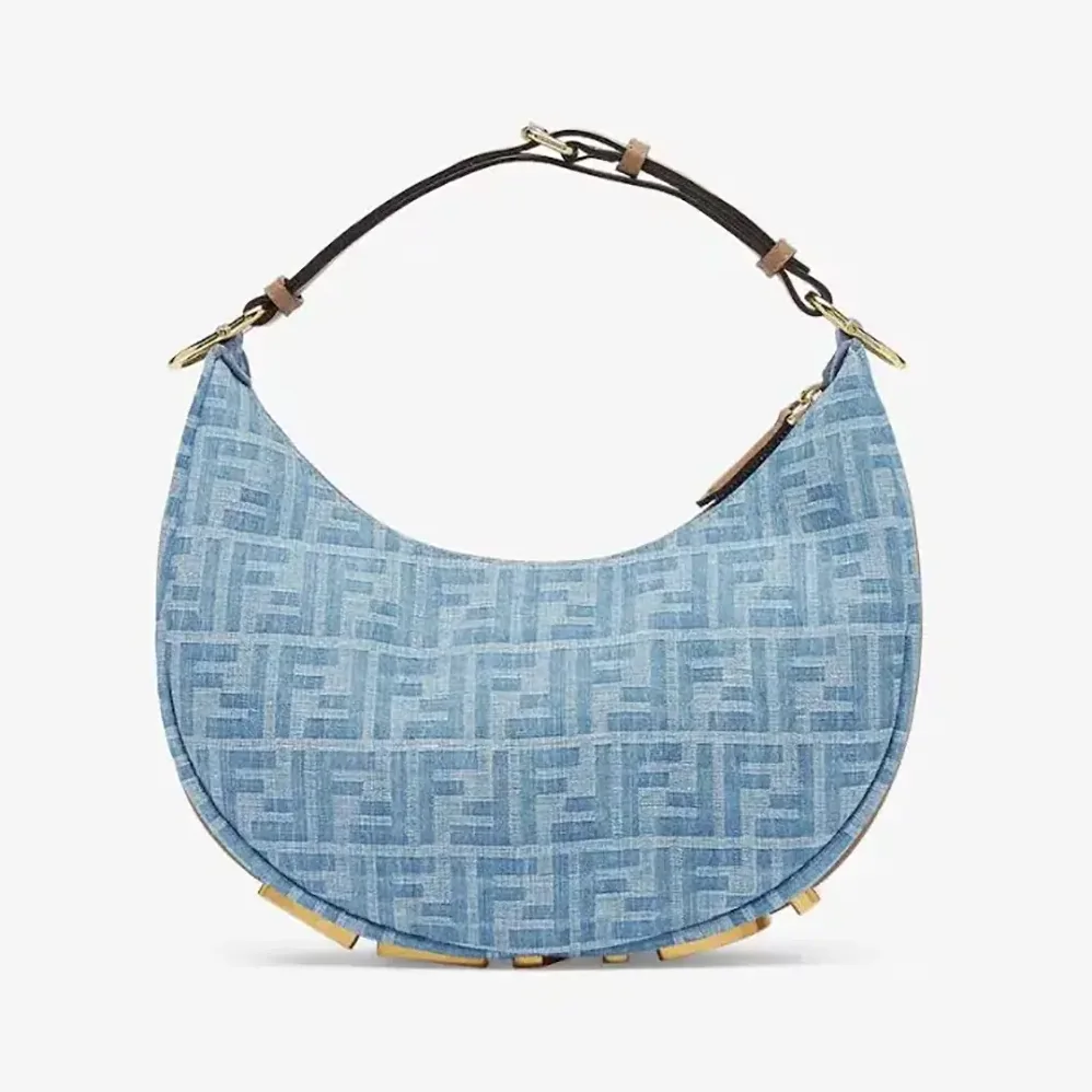 Fendi Fendigraphy Small Light blue FF Denim Fabric Bag for Women