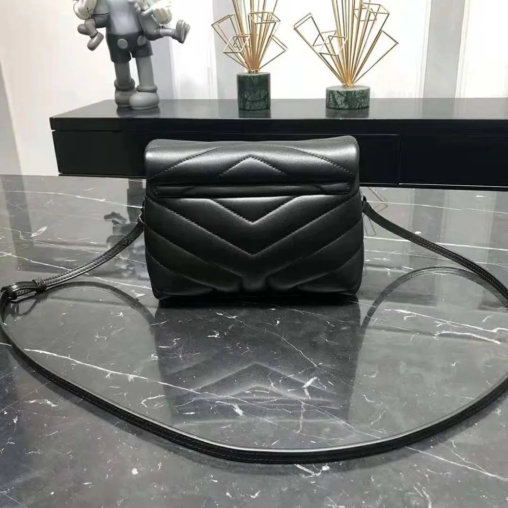 Saint Laurent YSL Loulou Toy Strap Bag in Quilted “Y” Leather for Women in Black