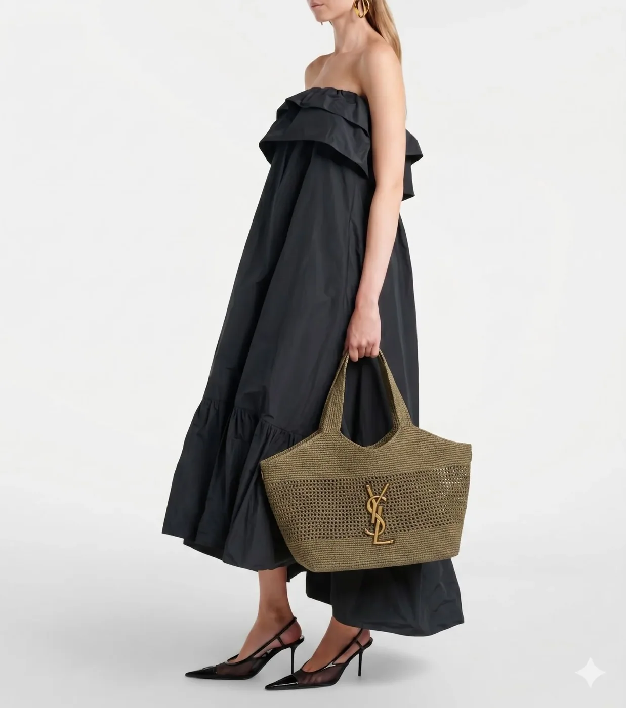 Saint Laurent Icare Medium Tote Bag / Light Musk Raffia Bronze Hardware Saint Laurent Icare Medium Tote Bag / Light Musk Raffia Bronze Hardware